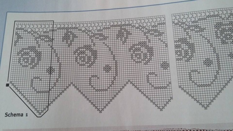 Free crochet filet pattern border with climbing roses