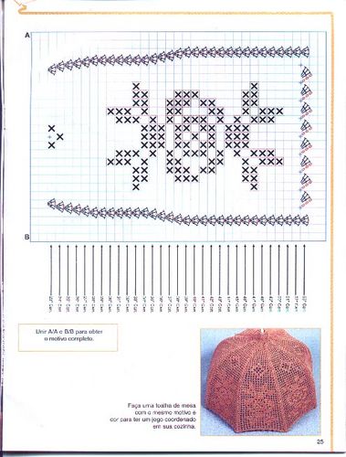 Free crochet filet pattern cake cover with roses and grapes (4)