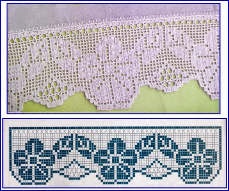 Free crochet filet patterns borders with flowers and leaves