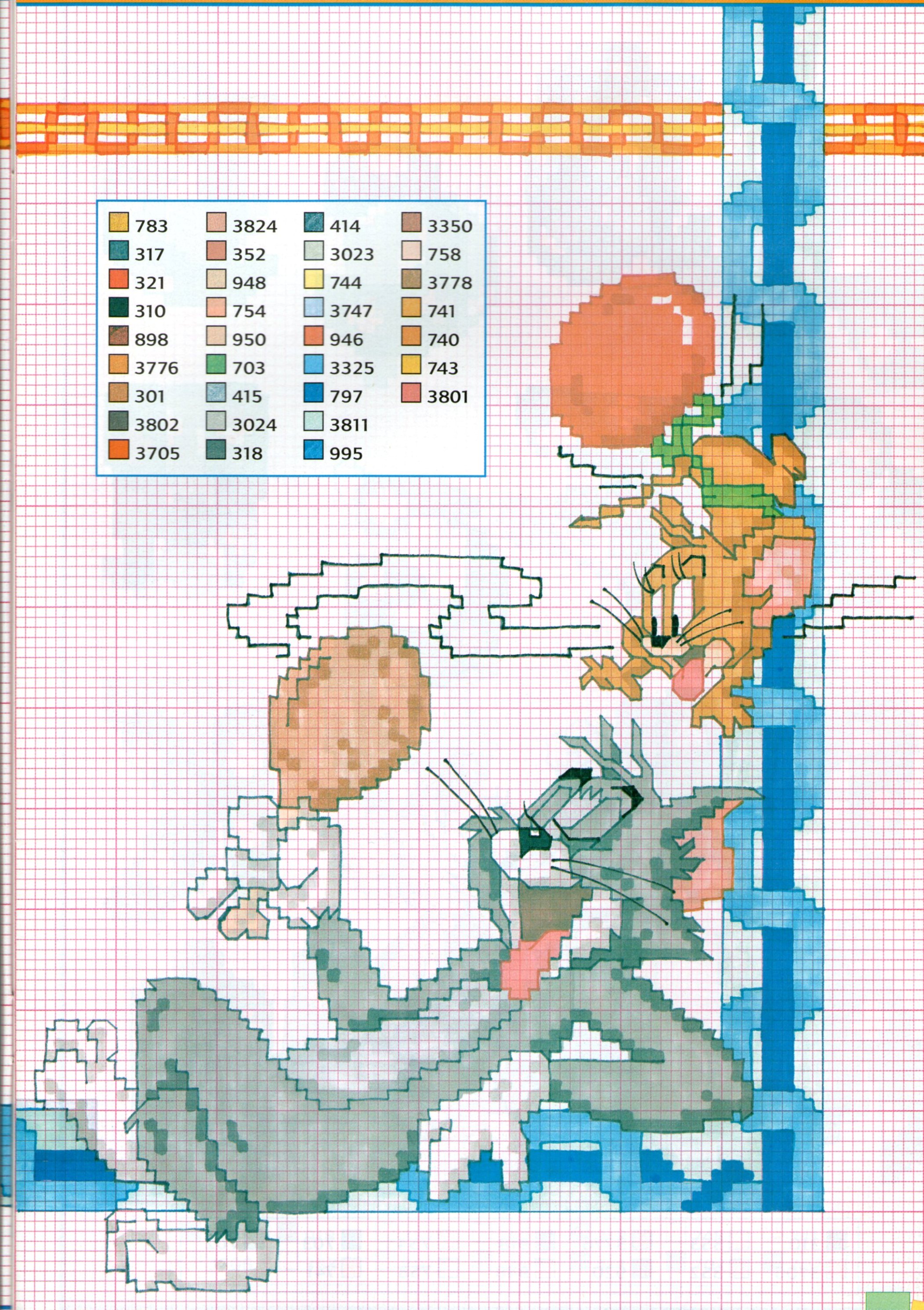 Free cross stitch pattern with Tom and Jerry (2)