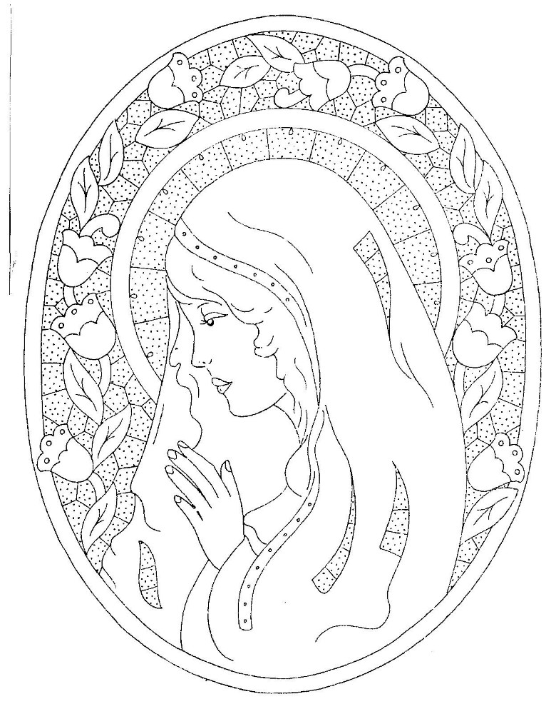 Free embroidery design carving Virgin Mary