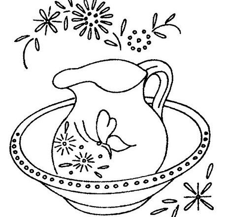 Free embroidery designs pitcher with basin