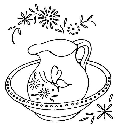 Free embroidery designs pitcher with basin