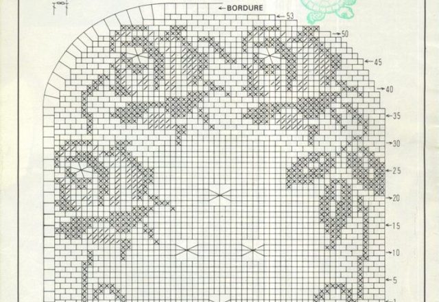 Free filet pattern oval doily with big roses