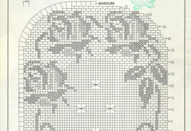 Free filet pattern oval doily with big roses