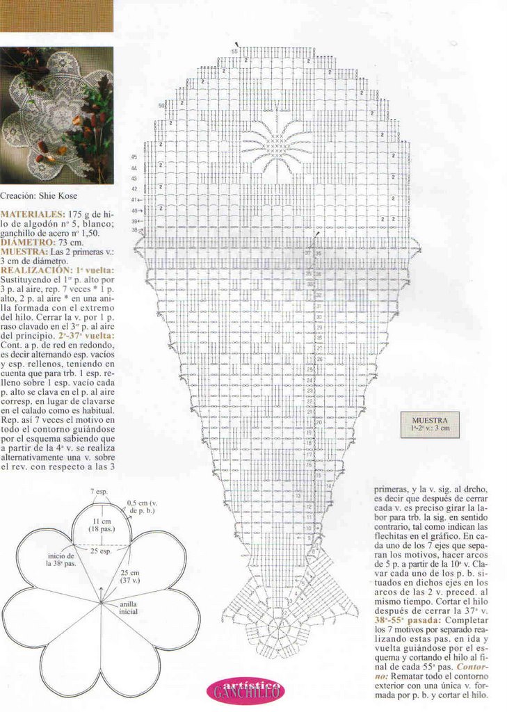 Free filet round doily with petals