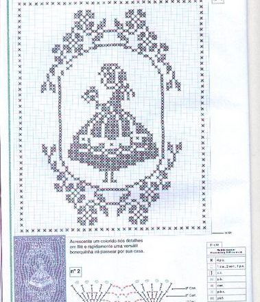 Free rectangular filet doily pattern with Lady