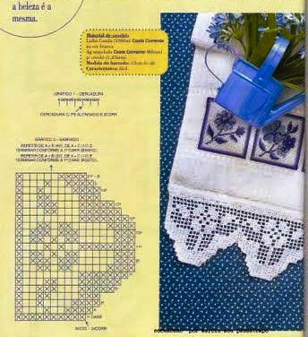 Free very simple crochet filet border with small flowers