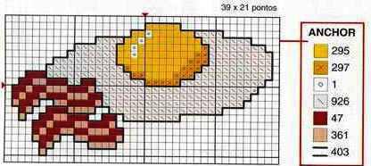 Fried egg with bacon cross stitch