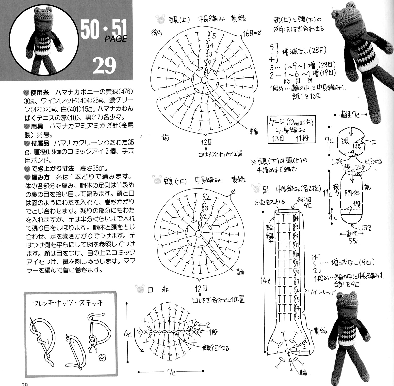 Frog with scarf amigurumi pattern (2)