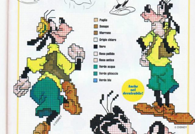 Funny goofy falls to the ground cross stitch pattern