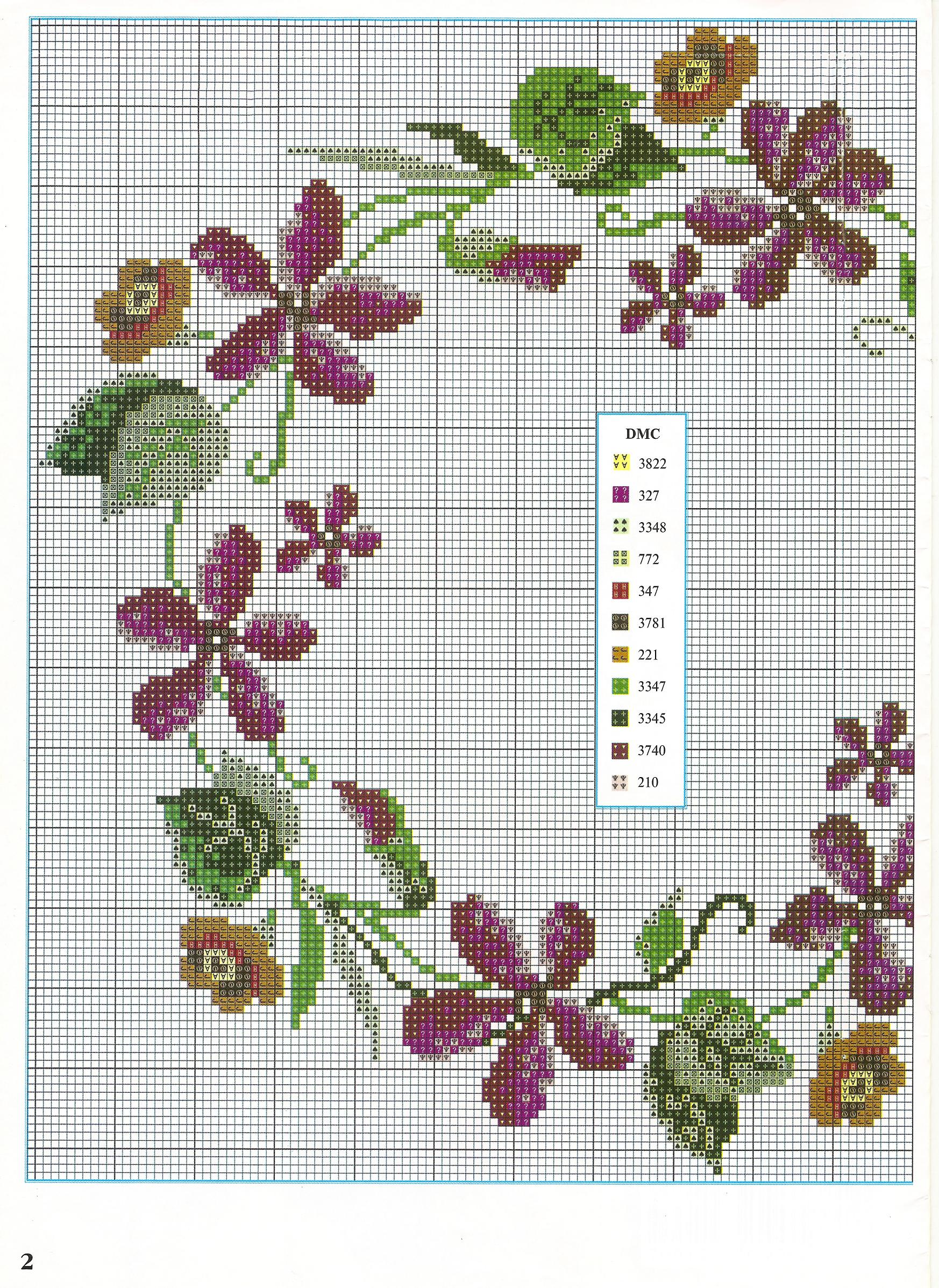 Garland of violets cross stitch pattern (1)