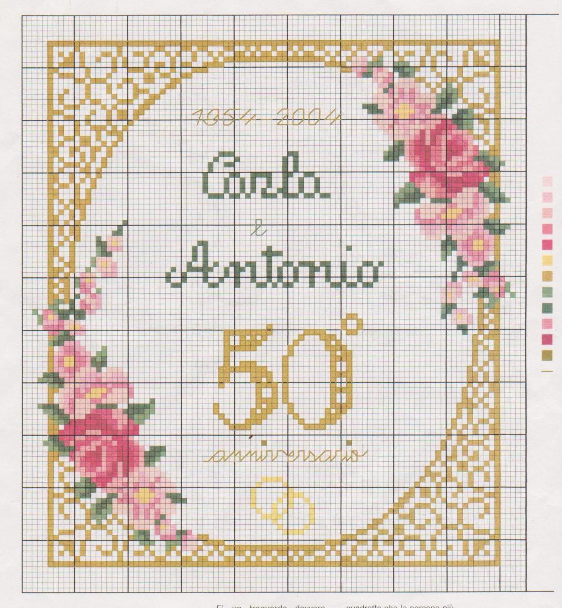 Gold anniversary cross stitch pattern