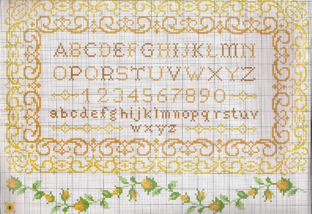 Golden cross stitch alphabet