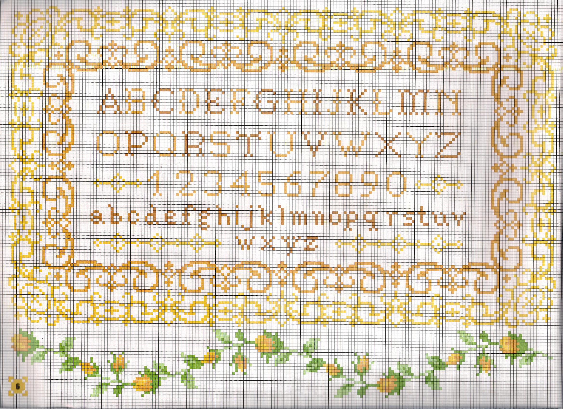 Golden cross stitch alphabet