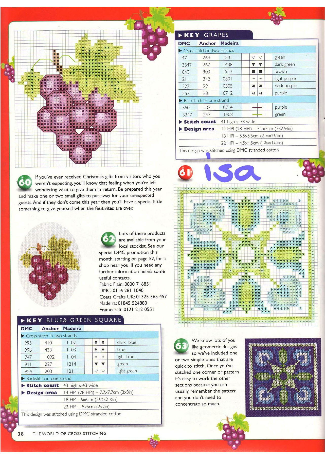 Grapes cross stitch pattern
