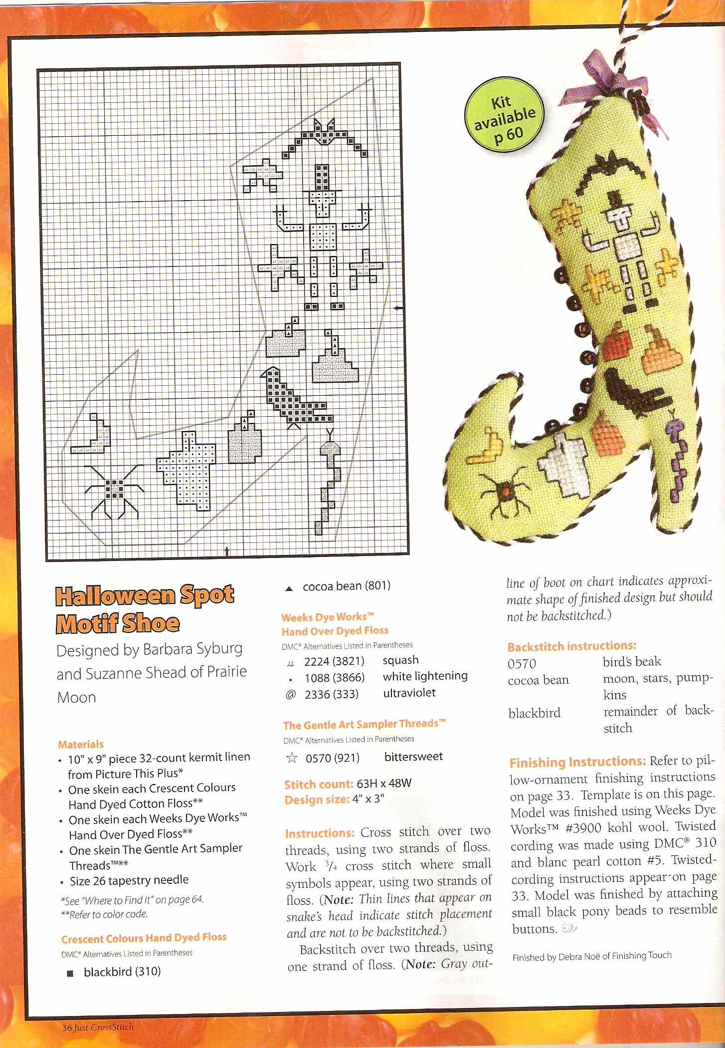 Halloween boot cross stitch pattern