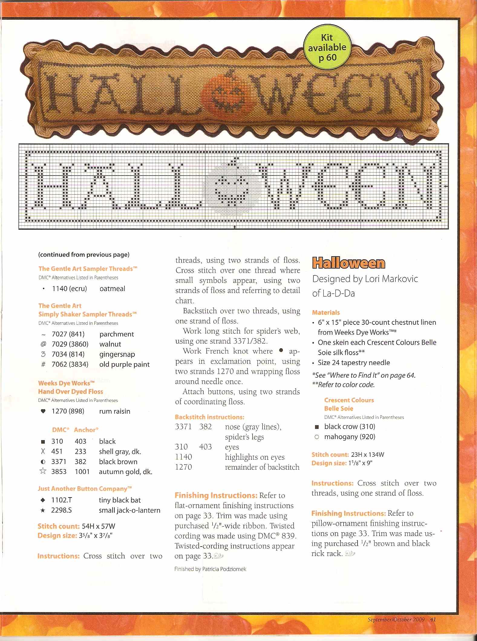 Halloween with pumpkin cross stitch pattern