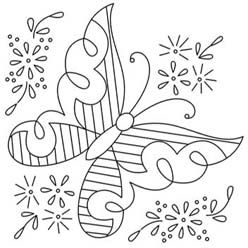Hand embroidery design butterflies with flowers