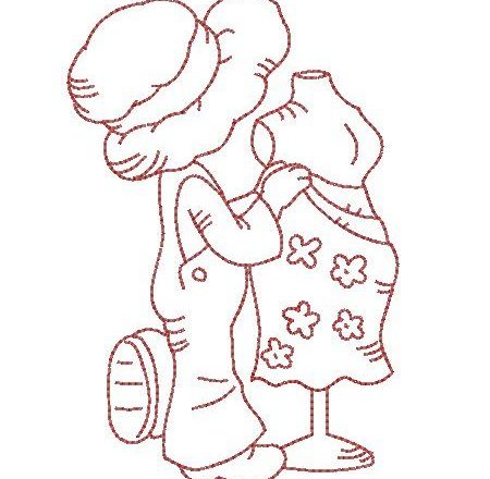 Hand embroidery design the little embroiderer with manikin