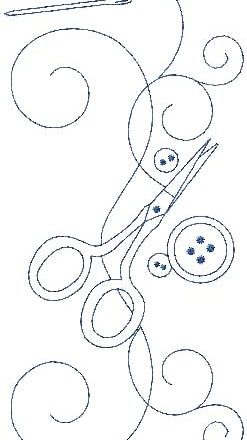 Hand embroidery designs stylized scissors and thread