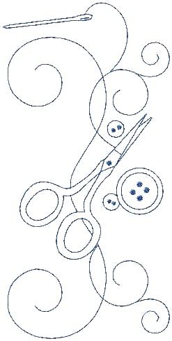 Hand embroidery designs stylized scissors and thread