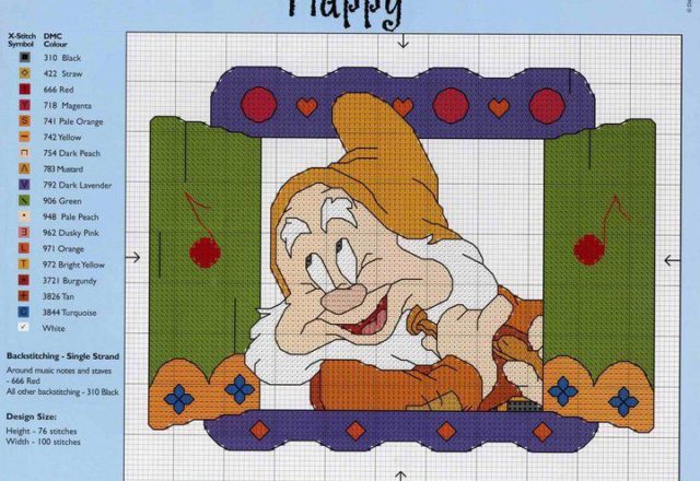 Happy The Seven Dwarfs cross stitch patterns