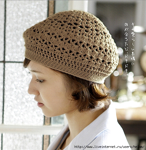 Hat beret crochet woman (1)
