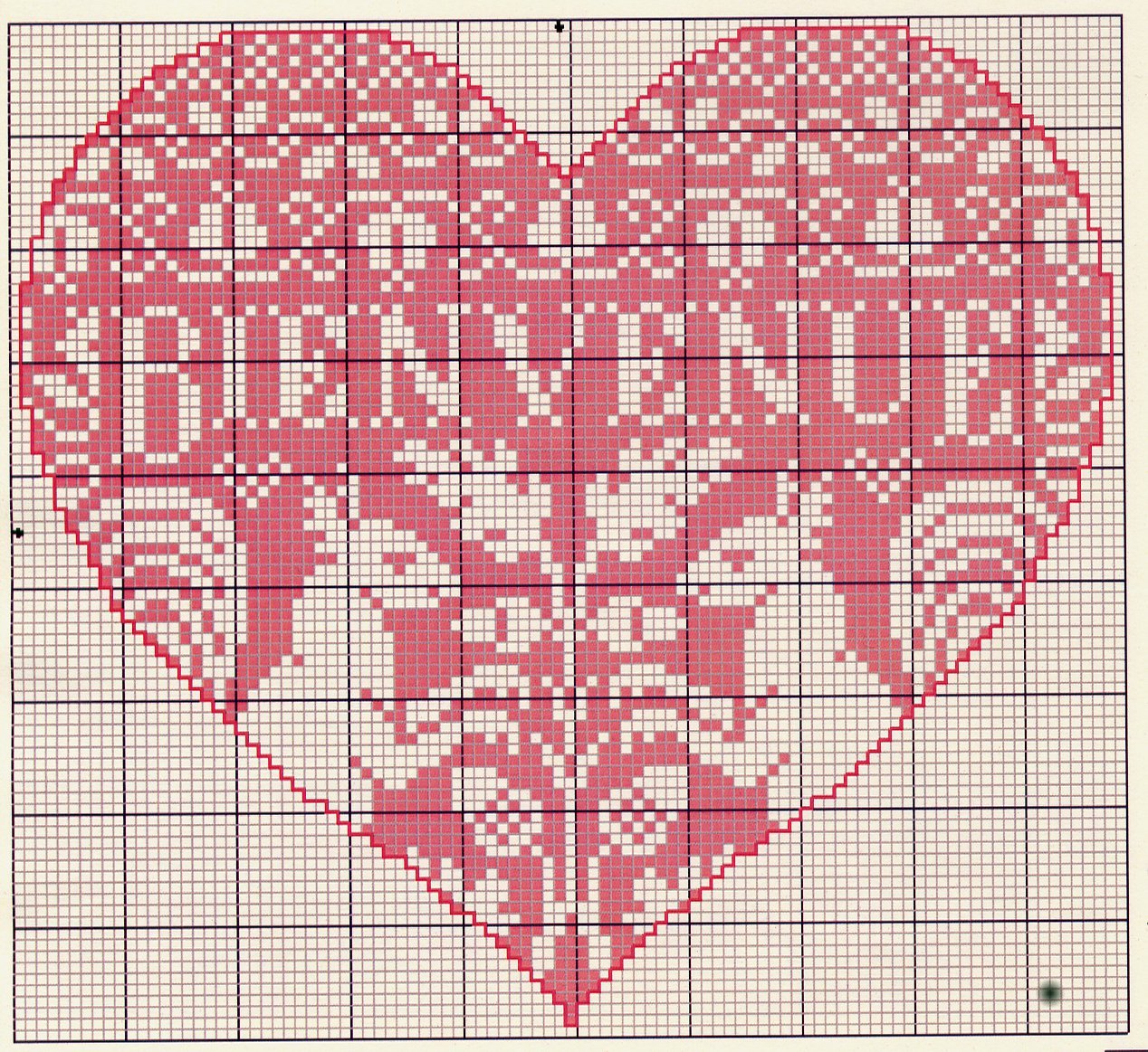Heart Bienvenue cross stitch pattern