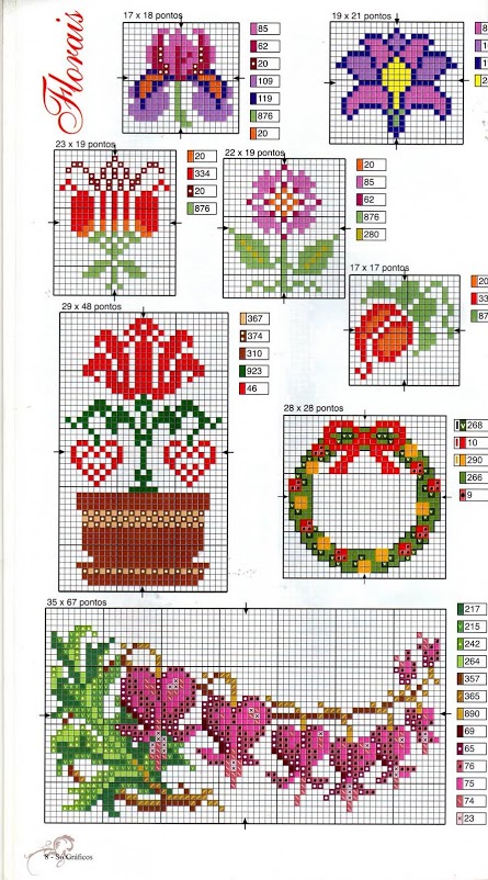 Heart flower cross stitch pattern