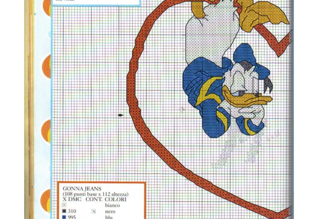 Heart with Daisy Duck and Donald Duck cross stitch pattern (1)