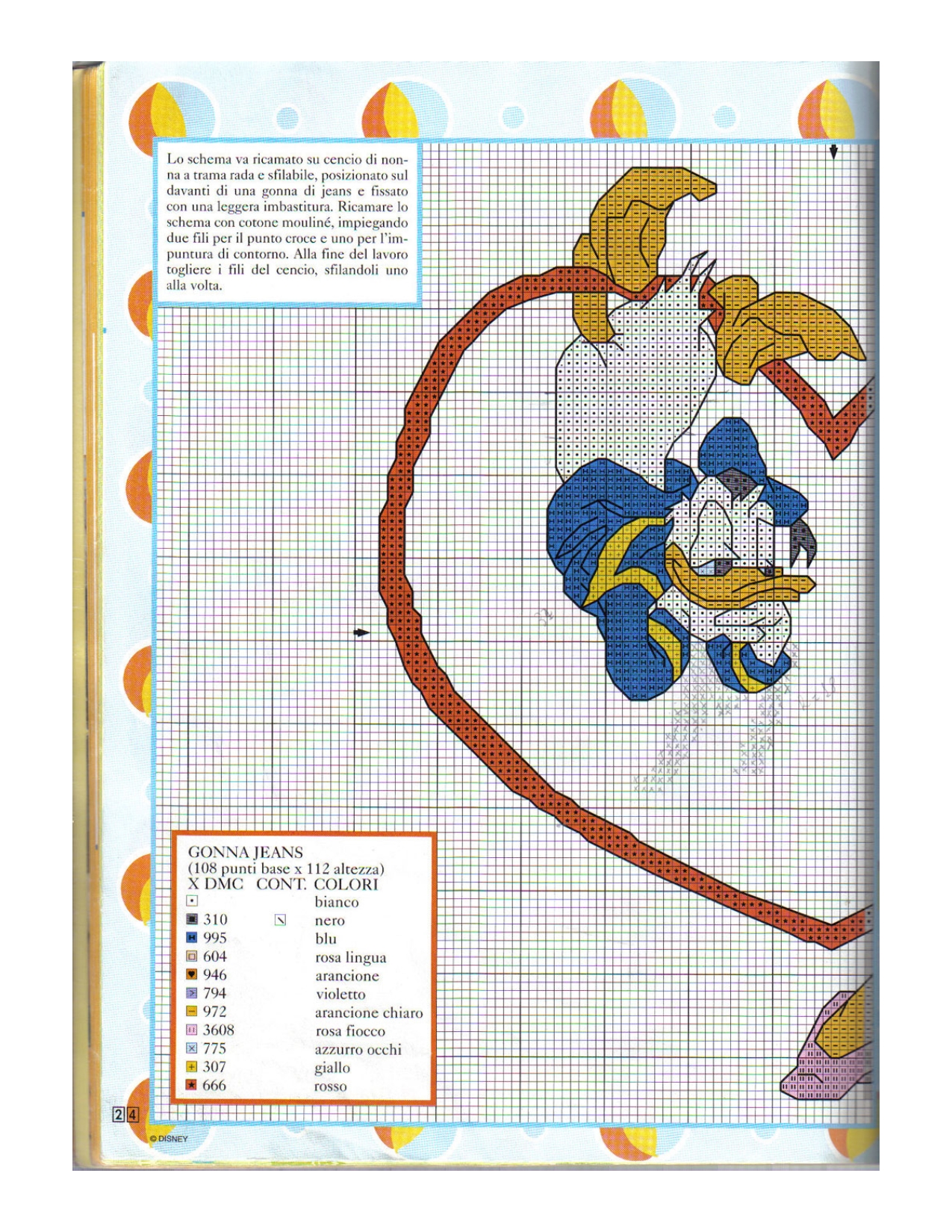 Heart with Daisy Duck and Donald Duck cross stitch pattern (1)