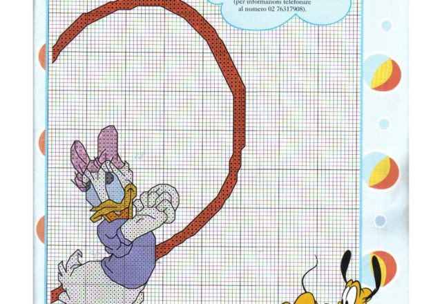 Heart with Daisy Duck and Donald Duck cross stitch pattern (2)