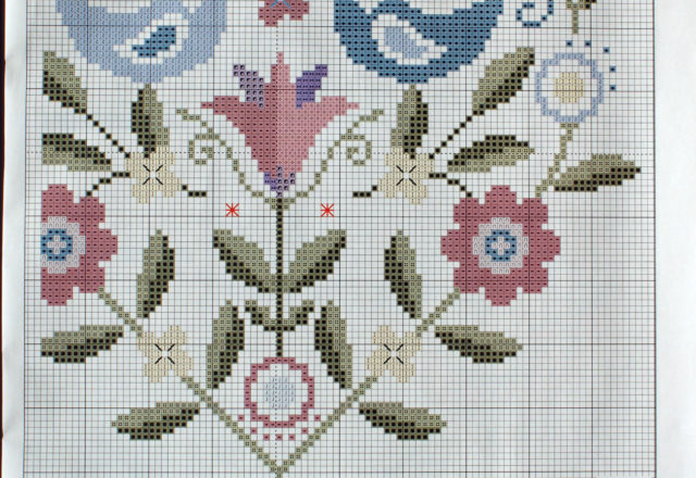 Hearts and flowers cross stitch pattern (2)