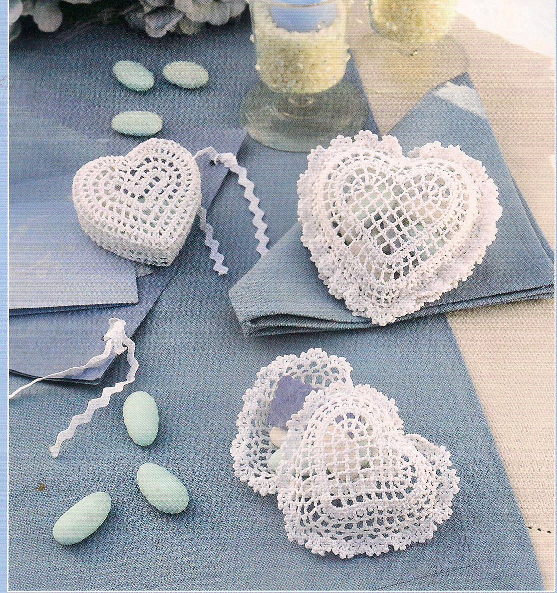 Hearts crochet favors starched confetti carrying (1)
