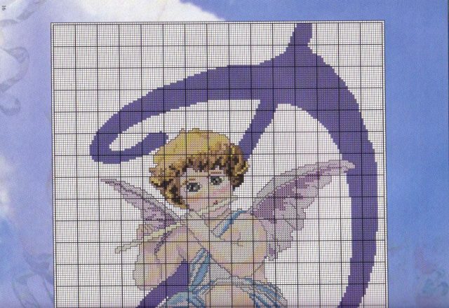 Heavenly initials letters D cross stitch (1)