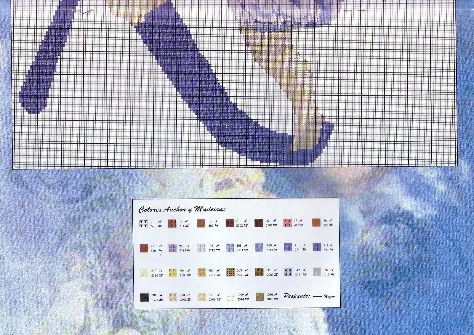 Heavenly initials letters K cross stitch (2)