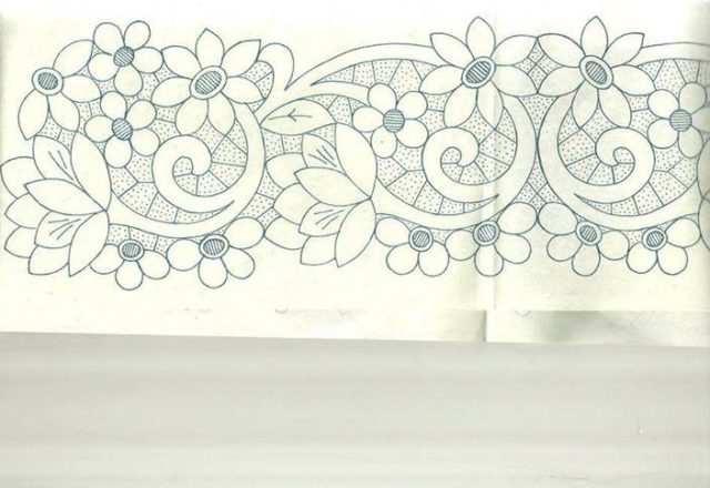 High border flowers embroidery design