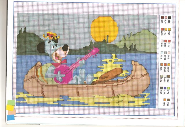 Huckleberry Hound in a canoe