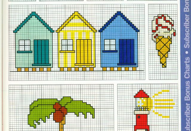 Ice cream, Shell and objects for the sea cross stitch pattern