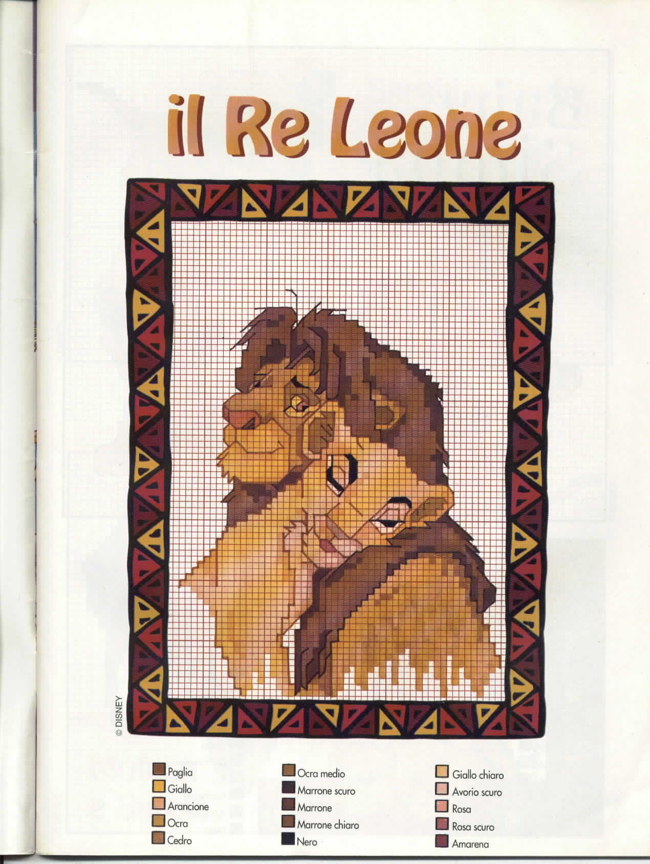 Il Re Leone schema a punto croce