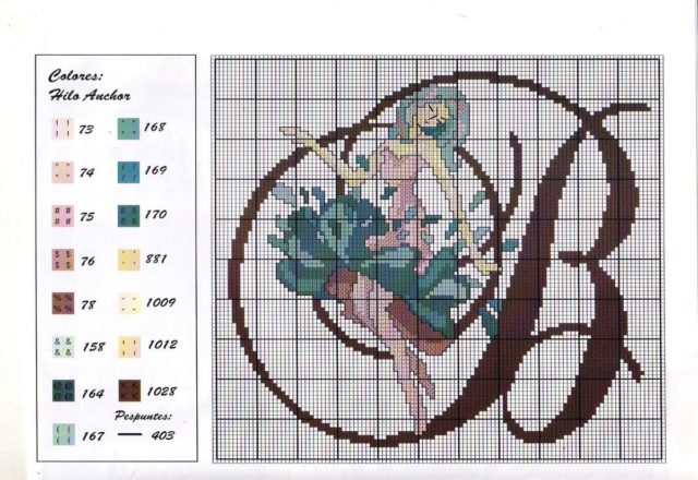 Initial Letter B with light blue witch