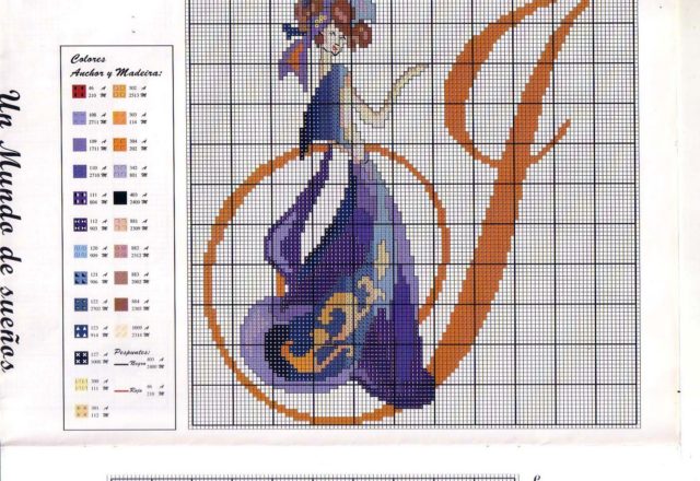 Initial Letter G with blue witch