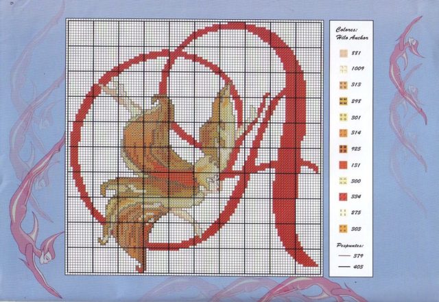 Initial letter A with red witcher