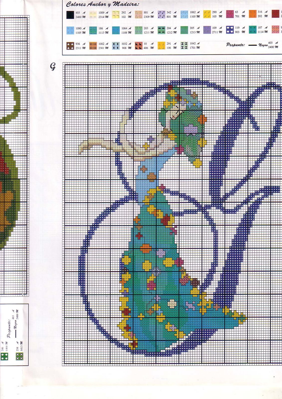 Initial letter G with colored witch