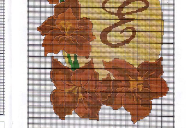 Initials letters floral pattern E
