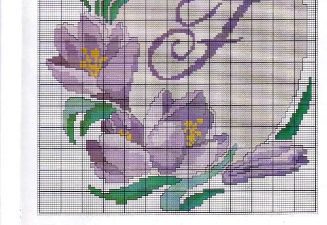 Initials letters floral pattern F