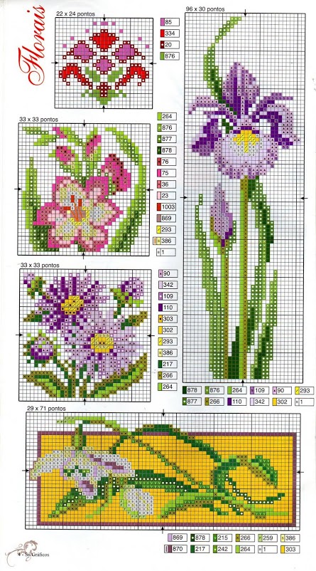 Iris flowers calle cross stitch pattern