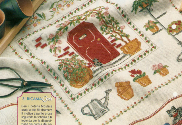 Kitchen panel vase of flowers and door cross stitch pattern (1)