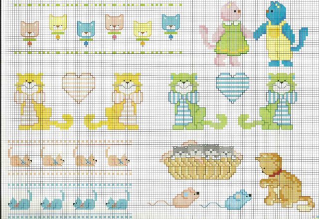 Kittens and mice idea cross stitch baby blanket